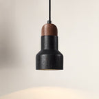 Black Pendant Light with Walnut Cap for Kitchen Island – Modern Hanging Light Fixture 0