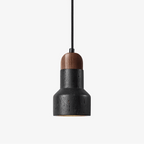 Black Pendant Light with Walnut Cap for Kitchen Island – Modern Hanging Light Fixture 1