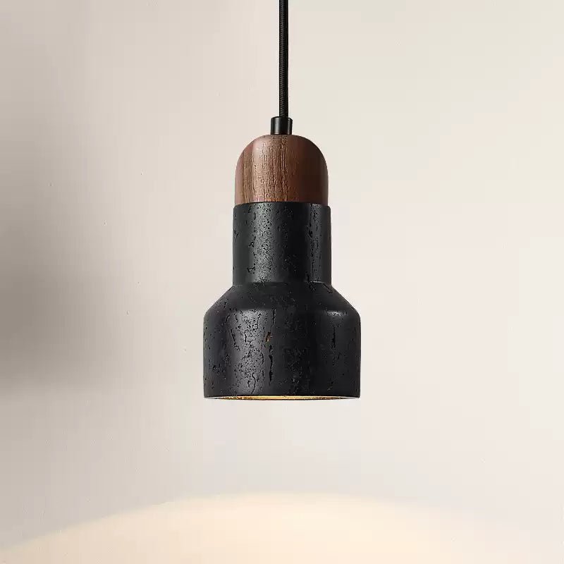 Black Pendant Light with Walnut Cap for Kitchen Island – Modern Hanging Light Fixture 7