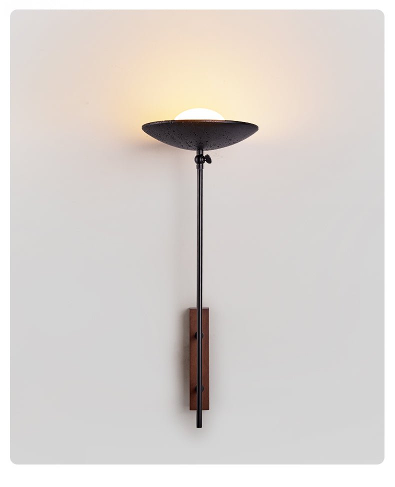 Black Travertine Wall Light Sconce with Sculptural Design – Indoor Use 7