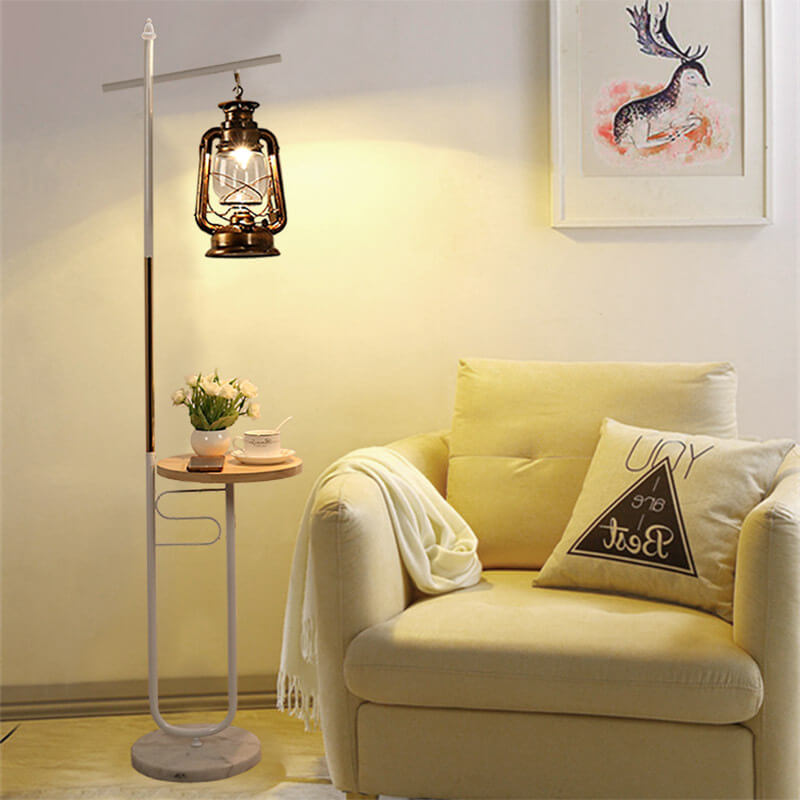 Black Vintage Industrial Floor Lamp with Iron and Glass Shade for Living Room 3