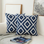 Blue Embroidered Throw Pillow with Ornamental Motif – Decorative Couch Pillow for Home Décor 4