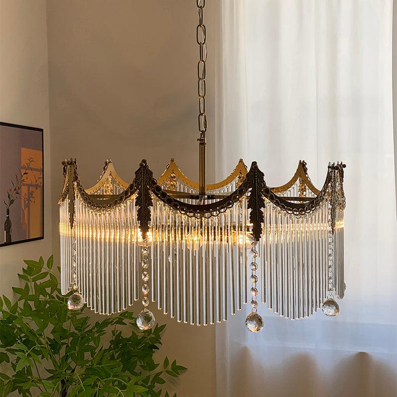 Boho Chandelier Brass Glass Adjustable Height Elegant 3
