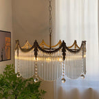 Boho Chandelier Brass Glass Adjustable Height Elegant 3