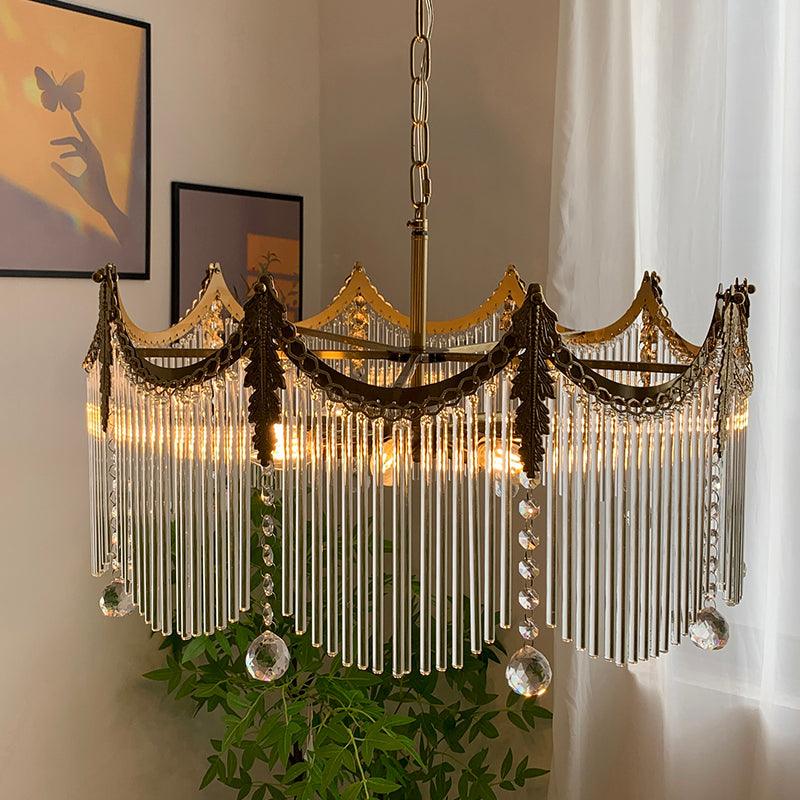 Boho Chandelier Brass Glass Adjustable Height Elegant 4