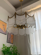 Boho Chandelier Brass Glass Adjustable Height Elegant 7