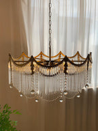 Boho Chandelier Brass Glass Adjustable Height Elegant 8