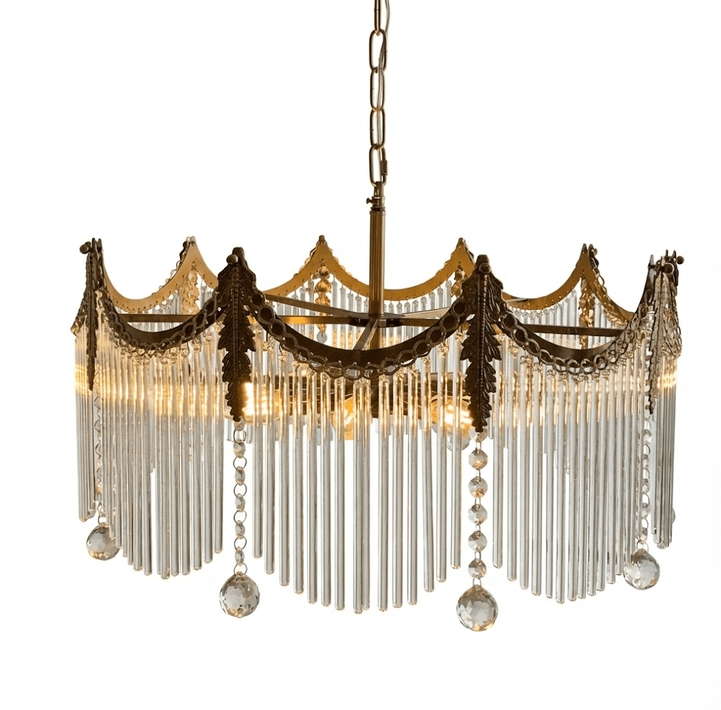 Boho Chandelier Brass Glass Adjustable Height Elegant 9