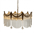 Boho Chandelier Brass Glass Adjustable Height Elegant 9
