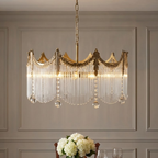Boho Chandelier Brass Glass Adjustable Height Elegant 96