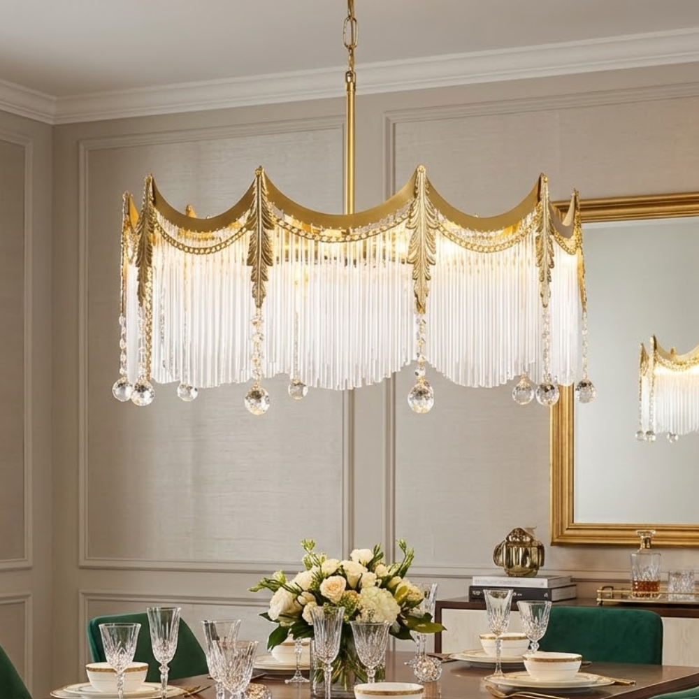 Boho Chandelier Brass Glass Adjustable Height Elegant 98