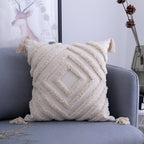 Boho Cotton Cushion Cover with Fringes – Ibiza Inspired Decorative Pillow 0