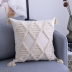 Boho Cotton Cushion Cover with Fringes – Ibiza Inspired Decorative Pillow 5