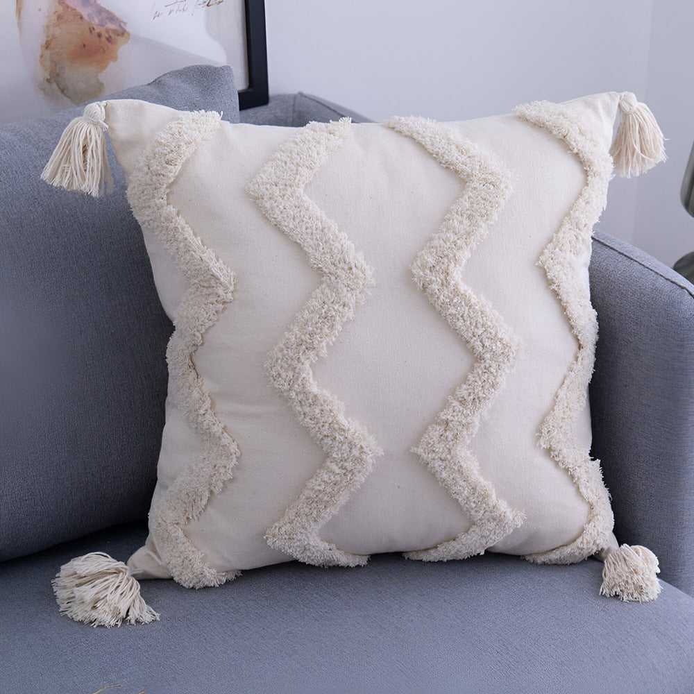 Boho Cotton Cushion Cover with Fringes – Ibiza Inspired Decorative Pillow 8