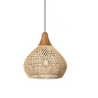 Boho Rattan Pendant Light - Woven Natural Lighting Fixture for Kitchen or Living Space 0