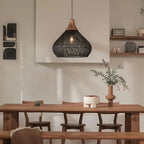 Boho Rattan Pendant Light - Woven Natural Lighting Fixture for Kitchen or Living Space 8