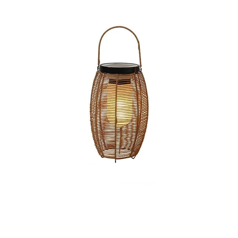 Boho Solar Garden Lights - Eco-Friendly Woven Rattan Outdoor Lanterns for Patios and Lawns 0