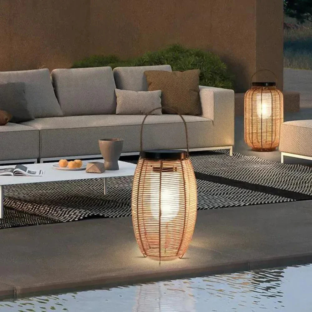 Boho Solar Garden Lights - Eco-Friendly Woven Rattan Outdoor Lanterns for Patios and Lawns 5