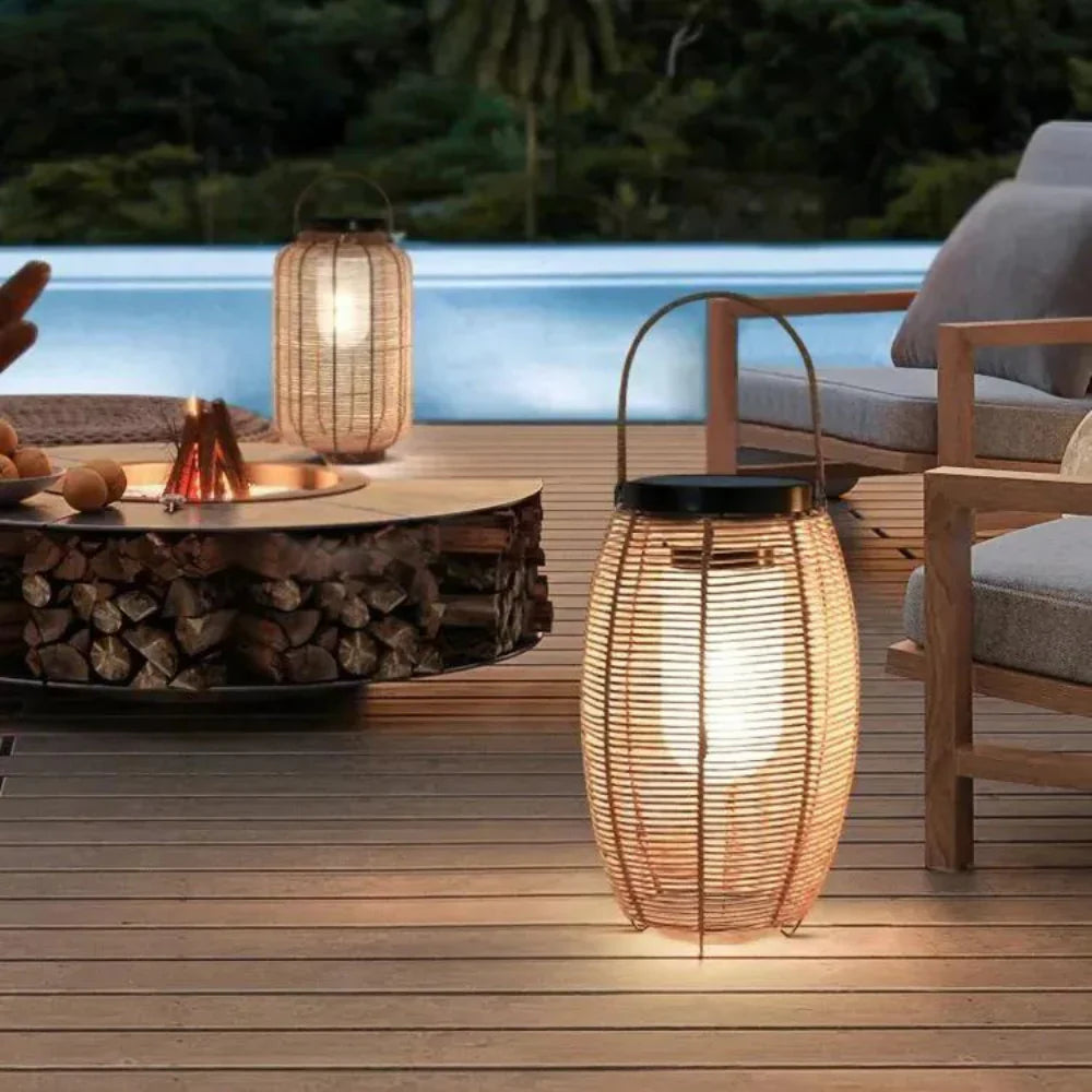 Boho Solar Garden Lights - Eco-Friendly Woven Rattan Outdoor Lanterns for Patios and Lawns 6