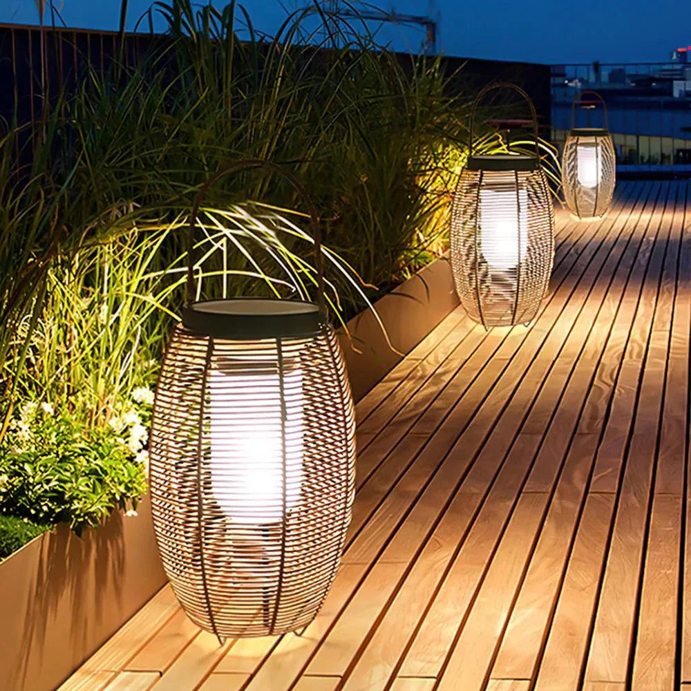 Boho Solar Garden Lights - Eco-Friendly Woven Rattan Outdoor Lanterns for Patios and Lawns 7