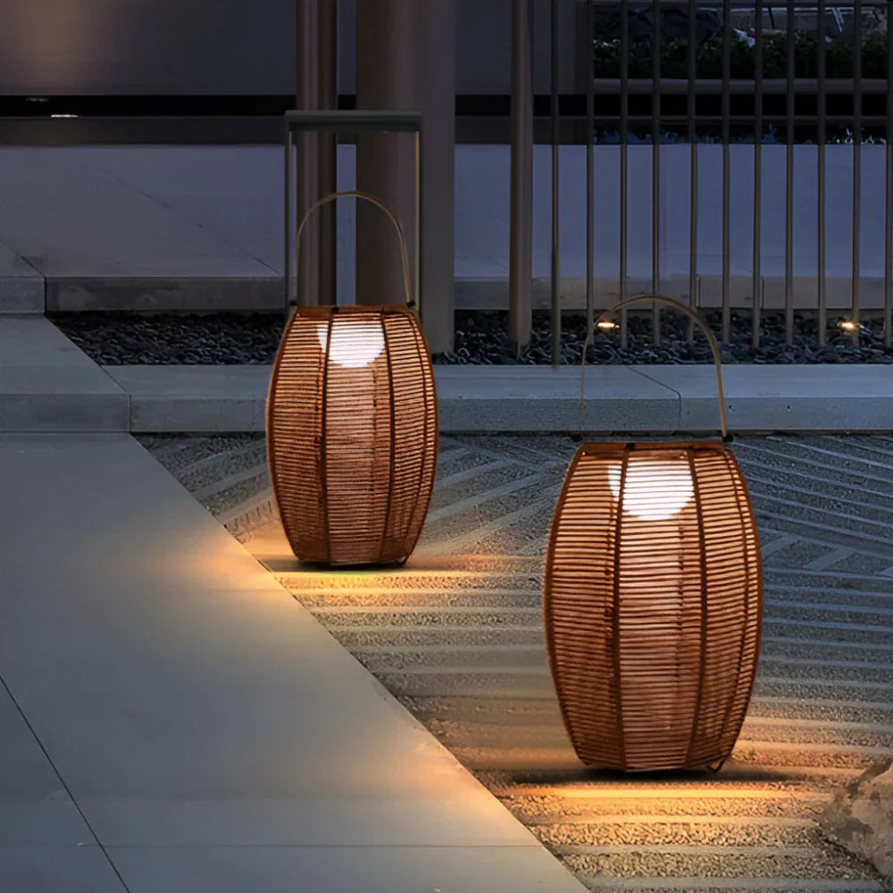 Boho Solar Garden Lights - Eco-Friendly Woven Rattan Outdoor Lanterns for Patios and Lawns 8