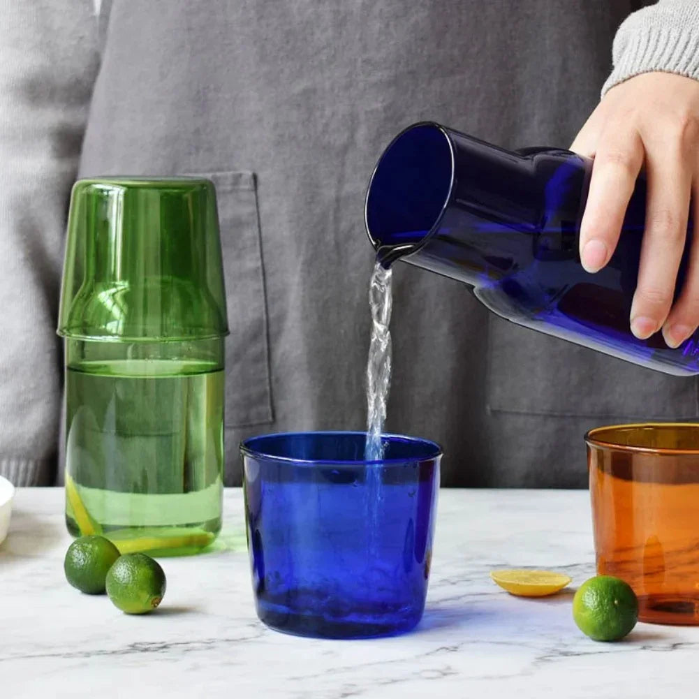 Borosilicate Glass Cup Set - 550ml Colorful Drinkware Set 6