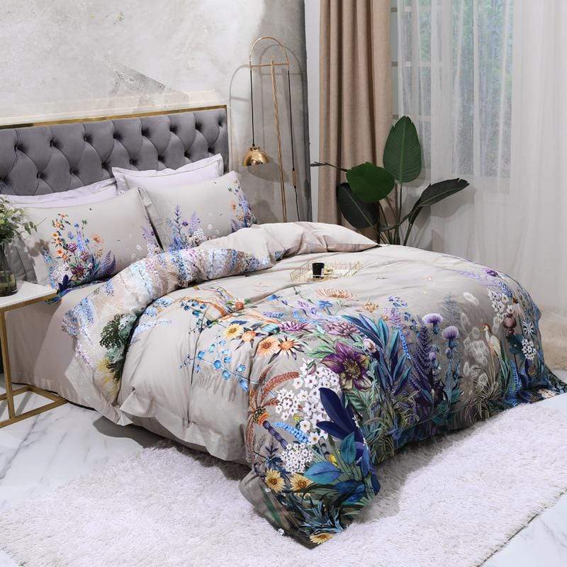 Botanical Duvet Cover Set in Floral Design – 4 or 6 Piece Options, Egyptian Cotton 2