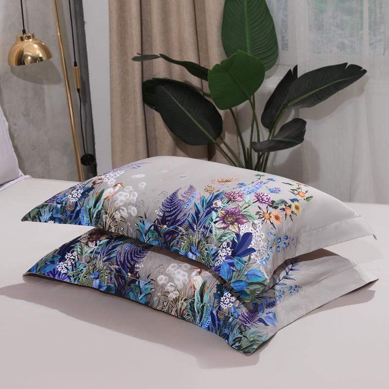 Botanical Duvet Cover Set in Floral Design – 4 or 6 Piece Options, Egyptian Cotton 4