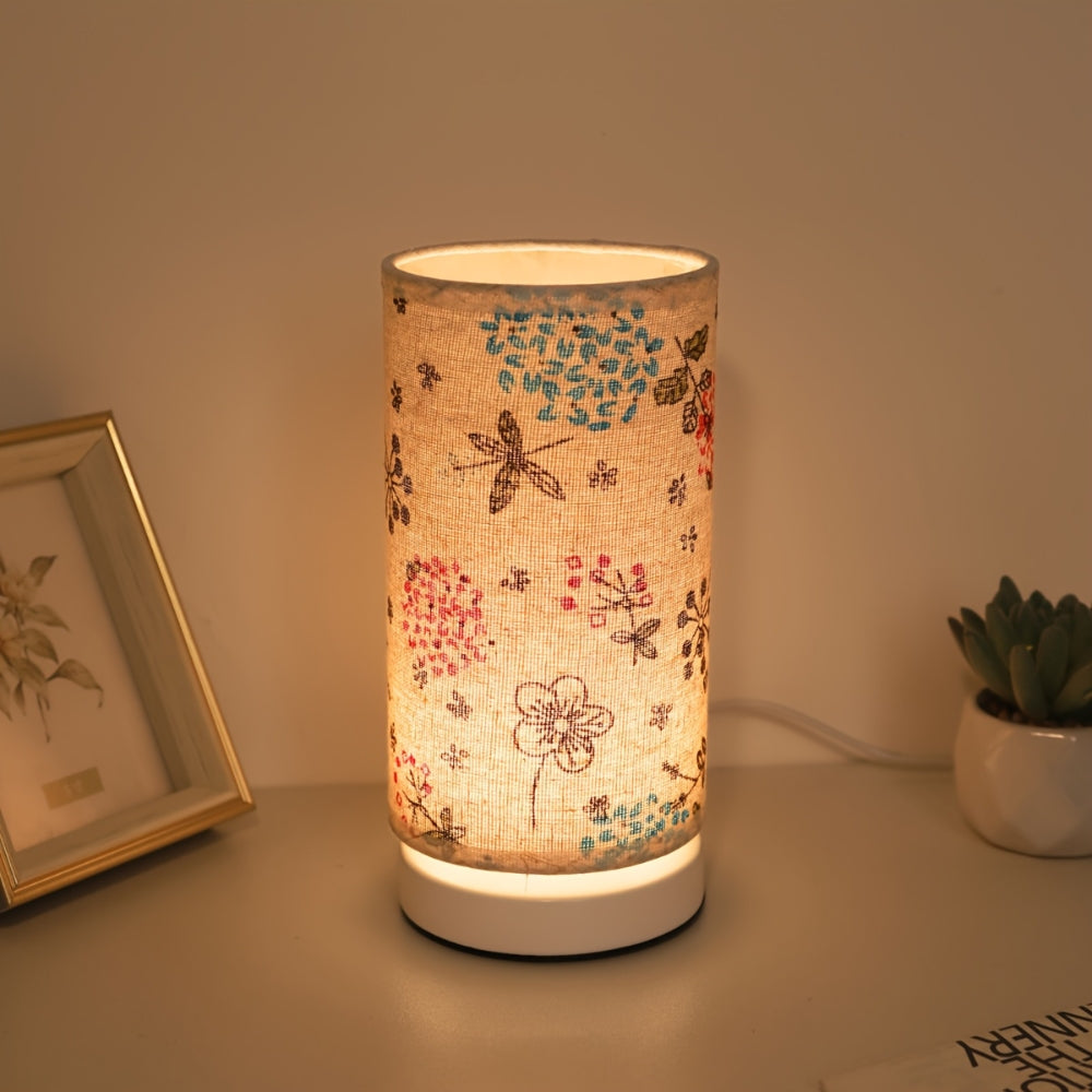 Botanical Floral Bedside Lamp Linen Shade Multicolor 0