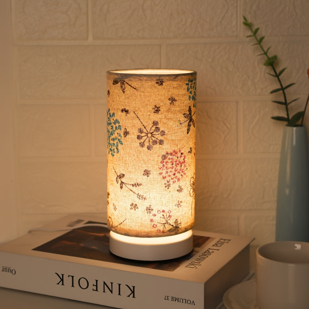 Botanical Floral Bedside Lamp Linen Shade Multicolor 4