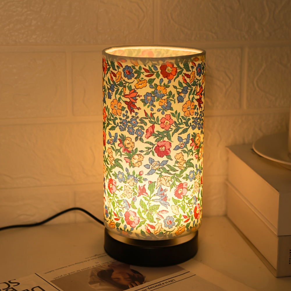 Botanical Floral Bedside Lamp Linen Shade Multicolor 6