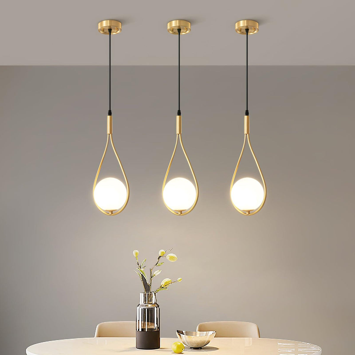 Brass Metal Glass Pendant Light Bell Shade White Glass Vintage Kitchen Dining Room Home Decor - Stack & Clear 5