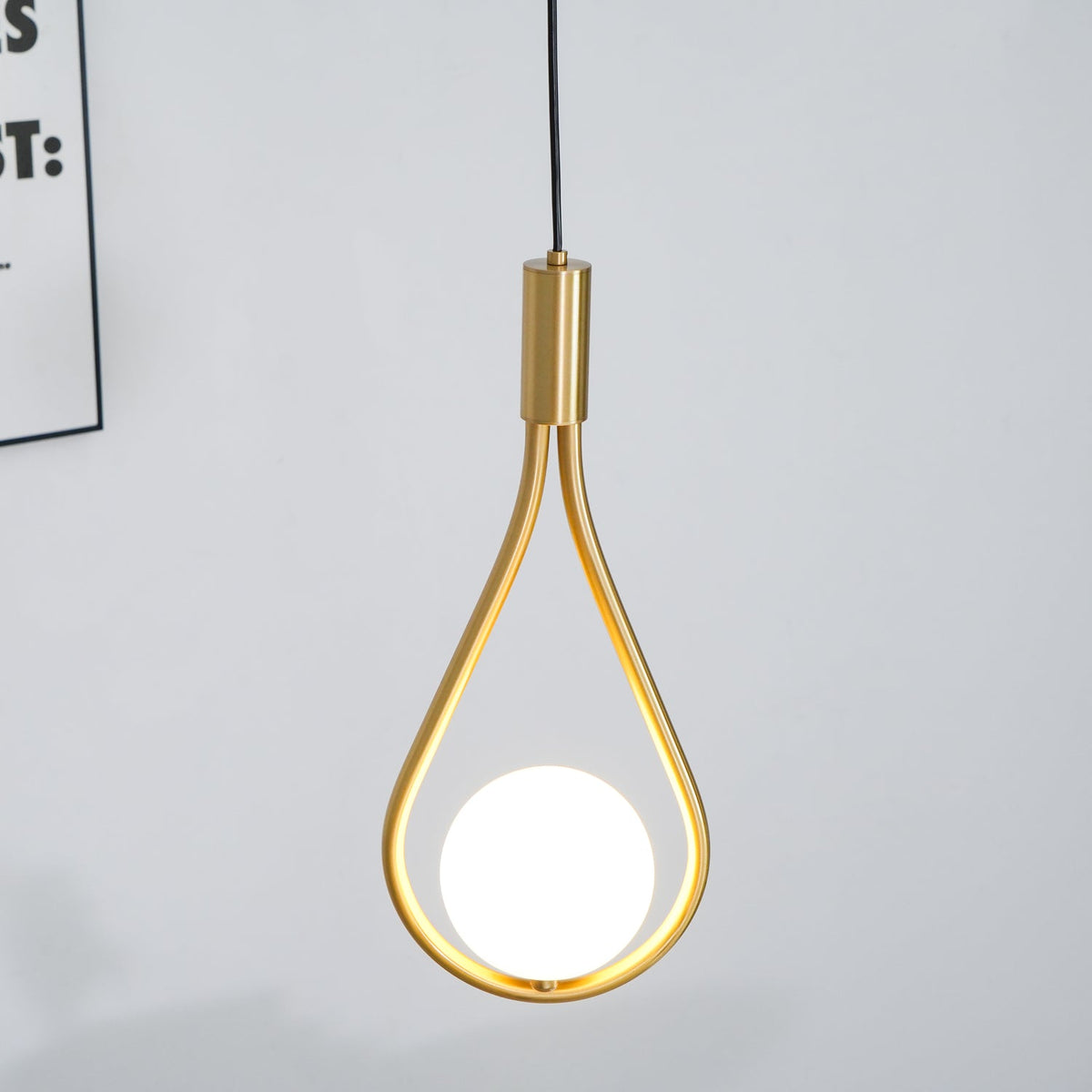 Brass Metal Glass Pendant Light Bell Shade White Glass Vintage Kitchen Dining Room Home Decor - Stack & Clear 7