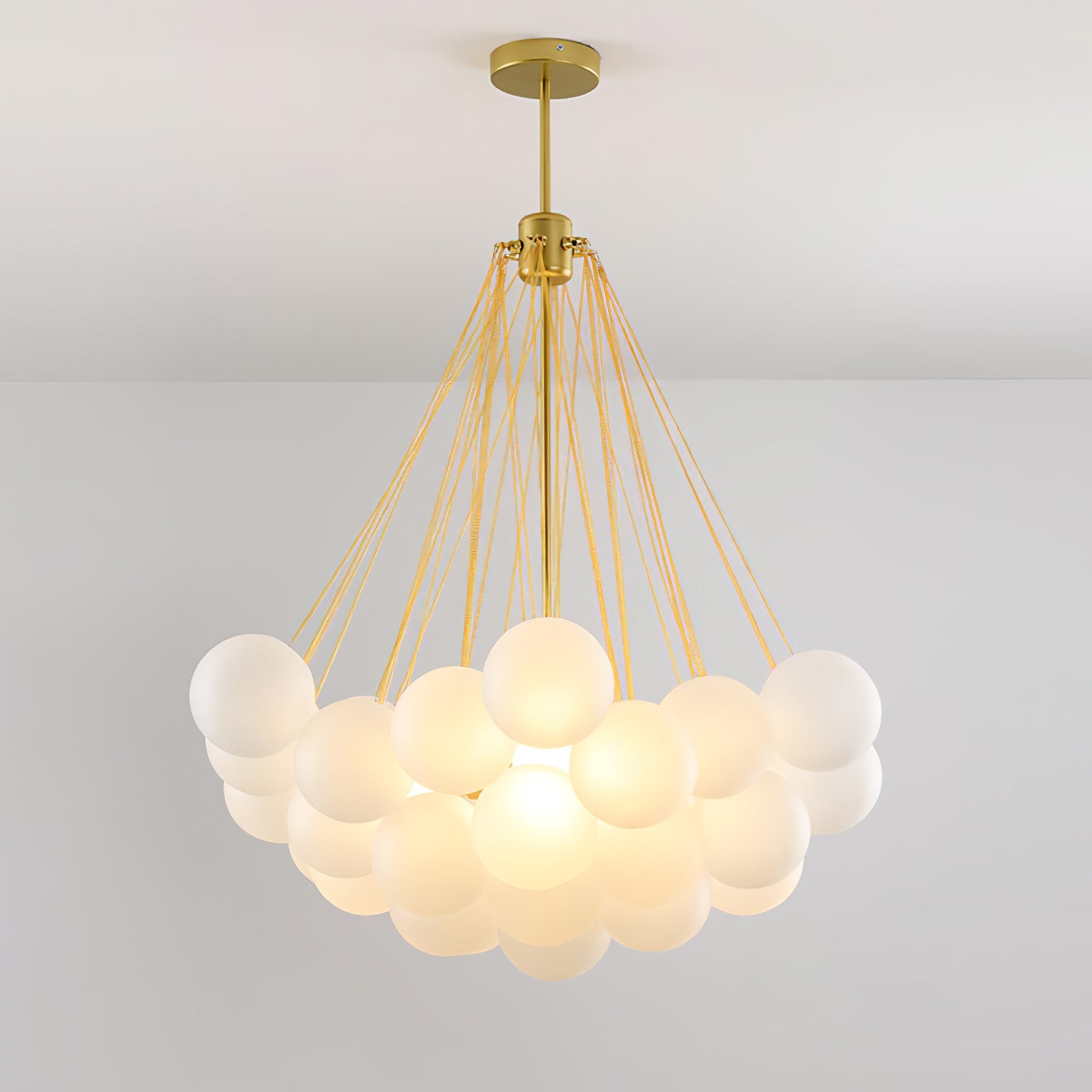 Bubble Chandelier with Frosted Glass Orbs – Elegant Indoor Lighting Fixture 11