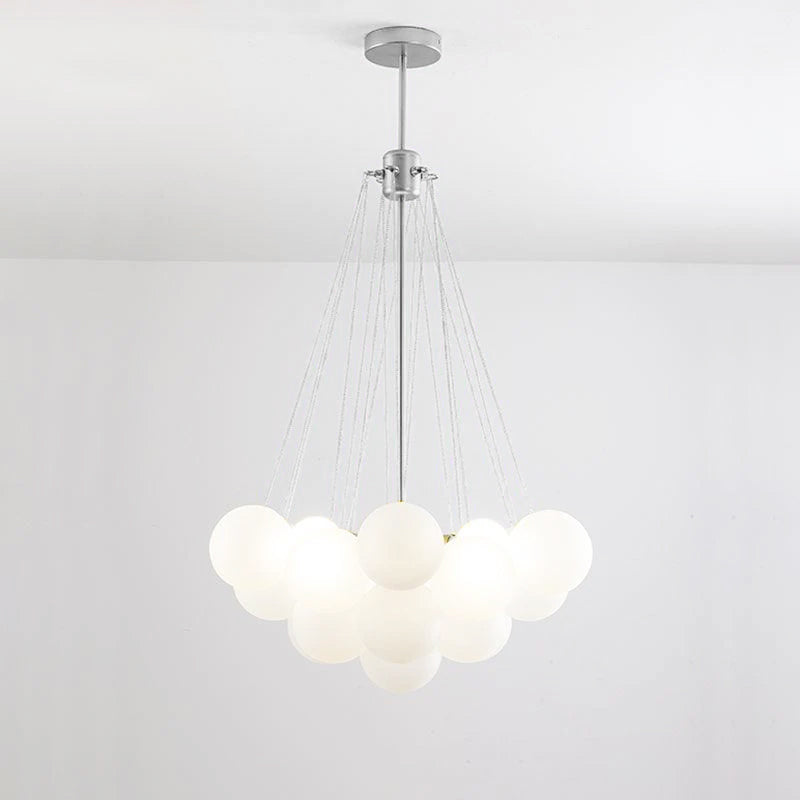 Bubble Chandelier with Frosted Glass Orbs – Elegant Indoor Lighting Fixture 12