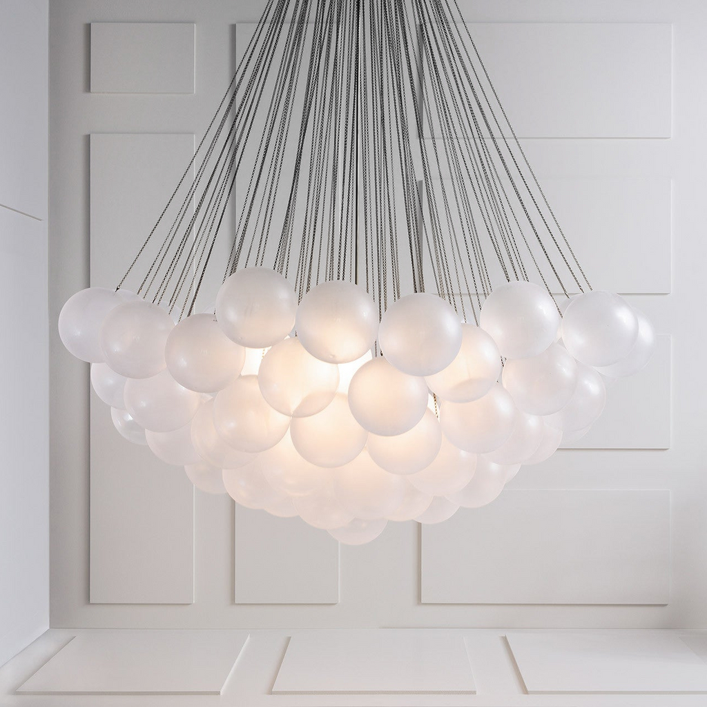 Bubble Chandelier with Frosted Glass Orbs – Elegant Indoor Lighting Fixture 14