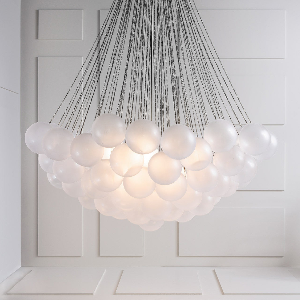 Bubble Chandelier with Frosted Glass Orbs – Elegant Indoor Lighting Fixture 14