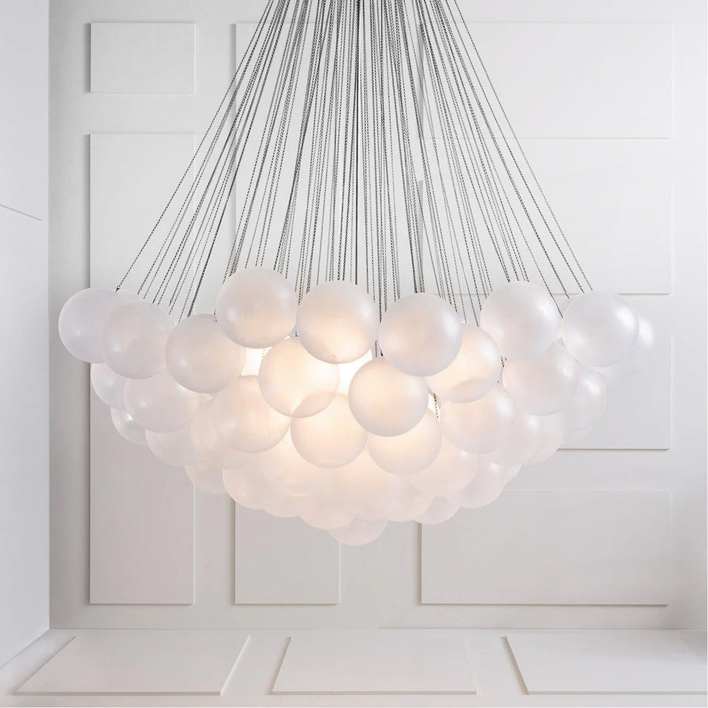Bubble Chandelier with Frosted Glass Orbs – Elegant Indoor Lighting Fixture 16
