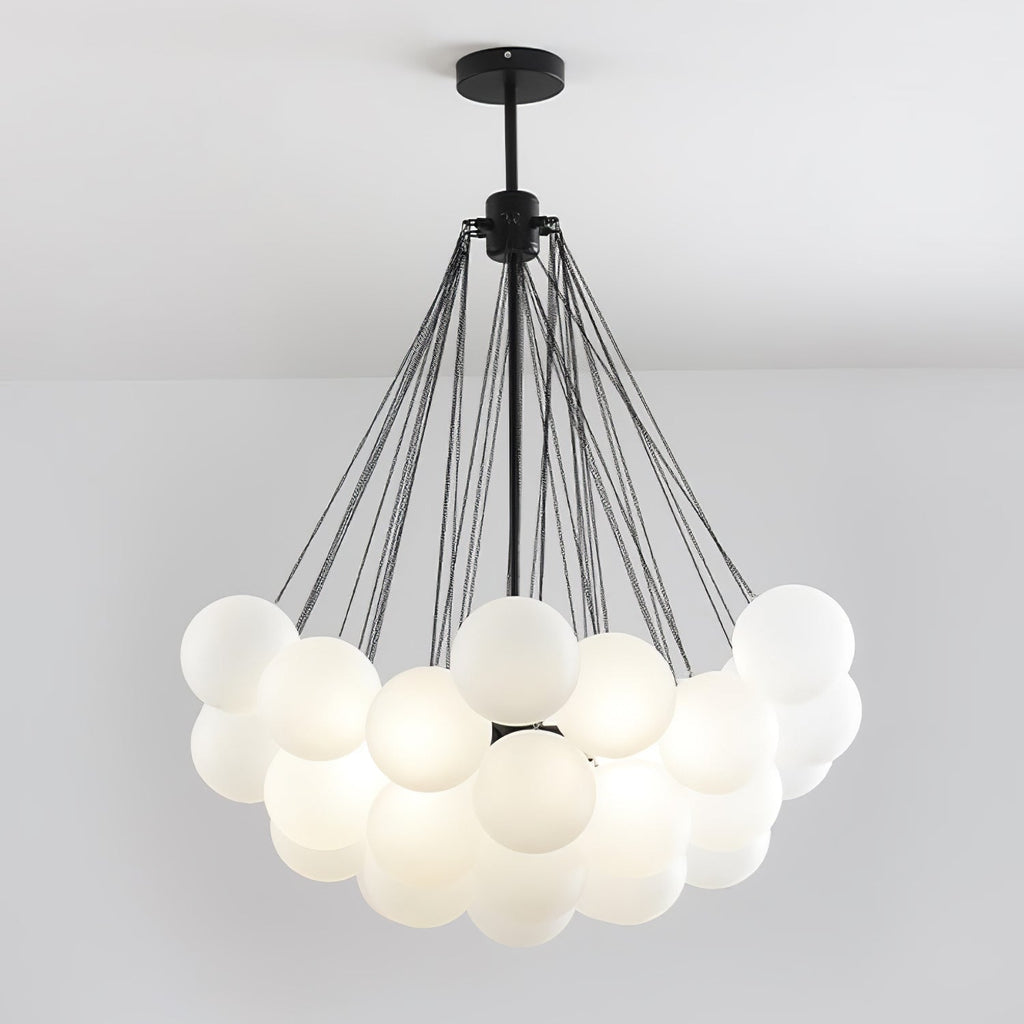 Bubble Chandelier with Frosted Glass Orbs – Elegant Indoor Lighting Fixture 17