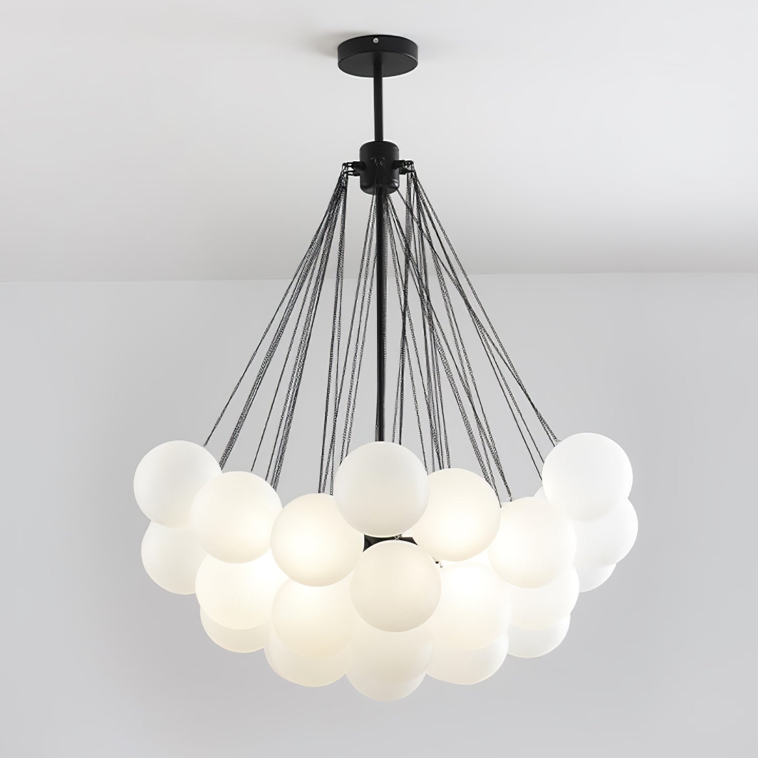 Bubble Chandelier with Frosted Glass Orbs – Elegant Indoor Lighting Fixture 17