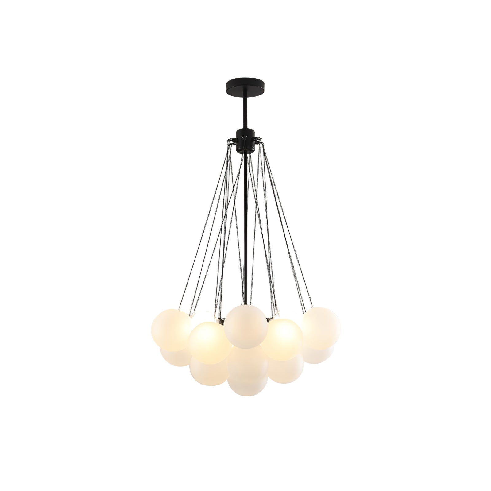 Bubble Chandelier with Frosted Glass Orbs – Elegant Indoor Lighting Fixture 18