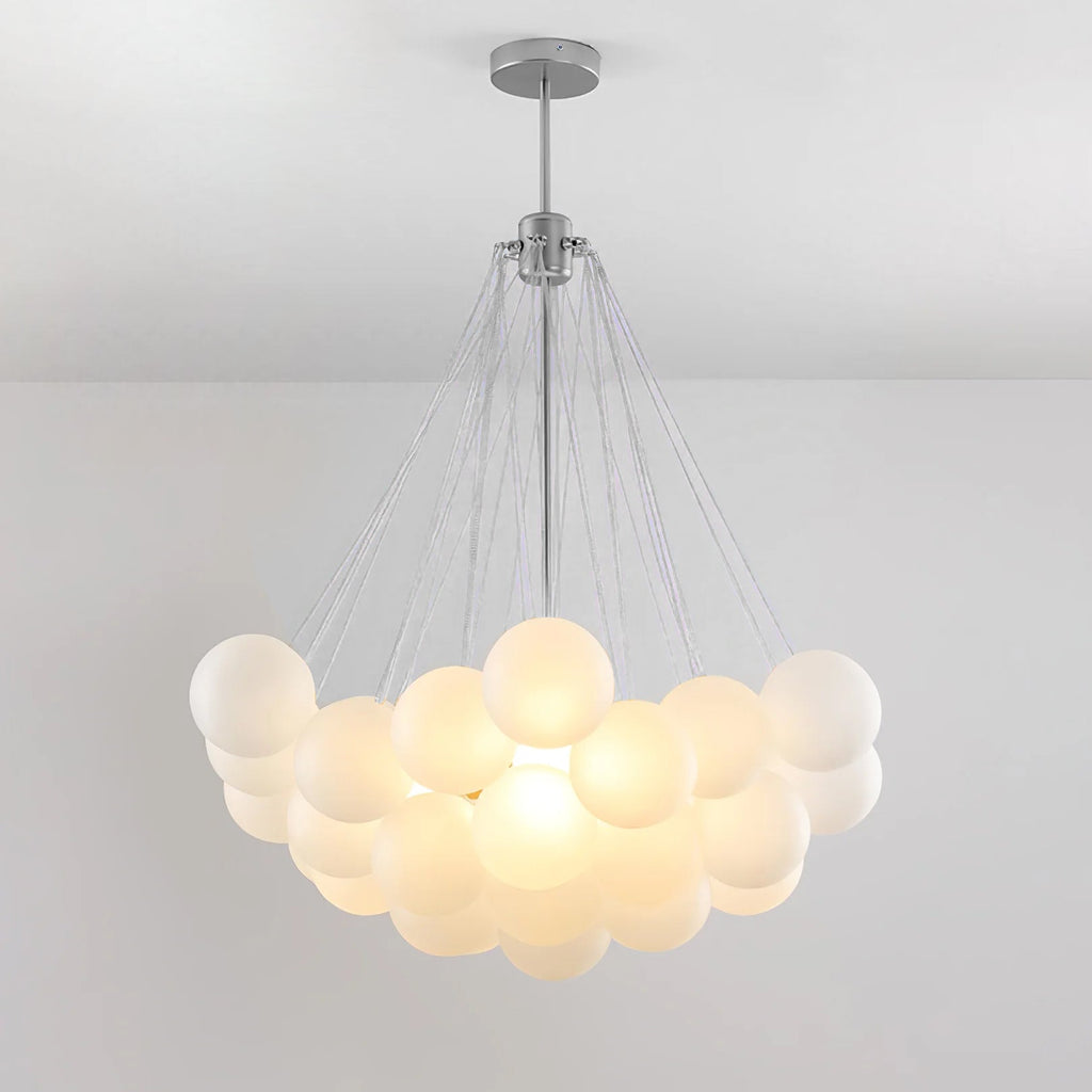 Bubble Chandelier with Frosted Glass Orbs – Elegant Indoor Lighting Fixture 19