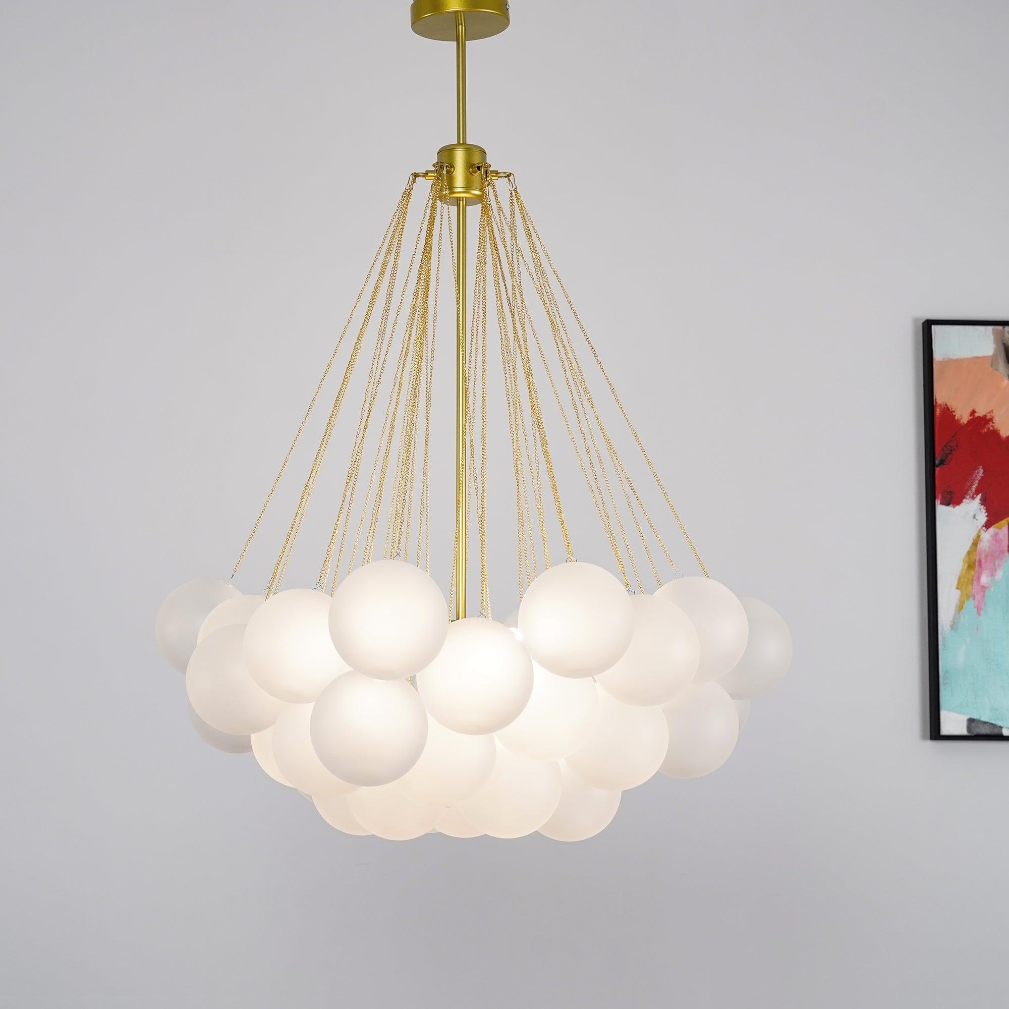Bubble Chandelier with Frosted Glass Orbs – Elegant Indoor Lighting Fixture 2
