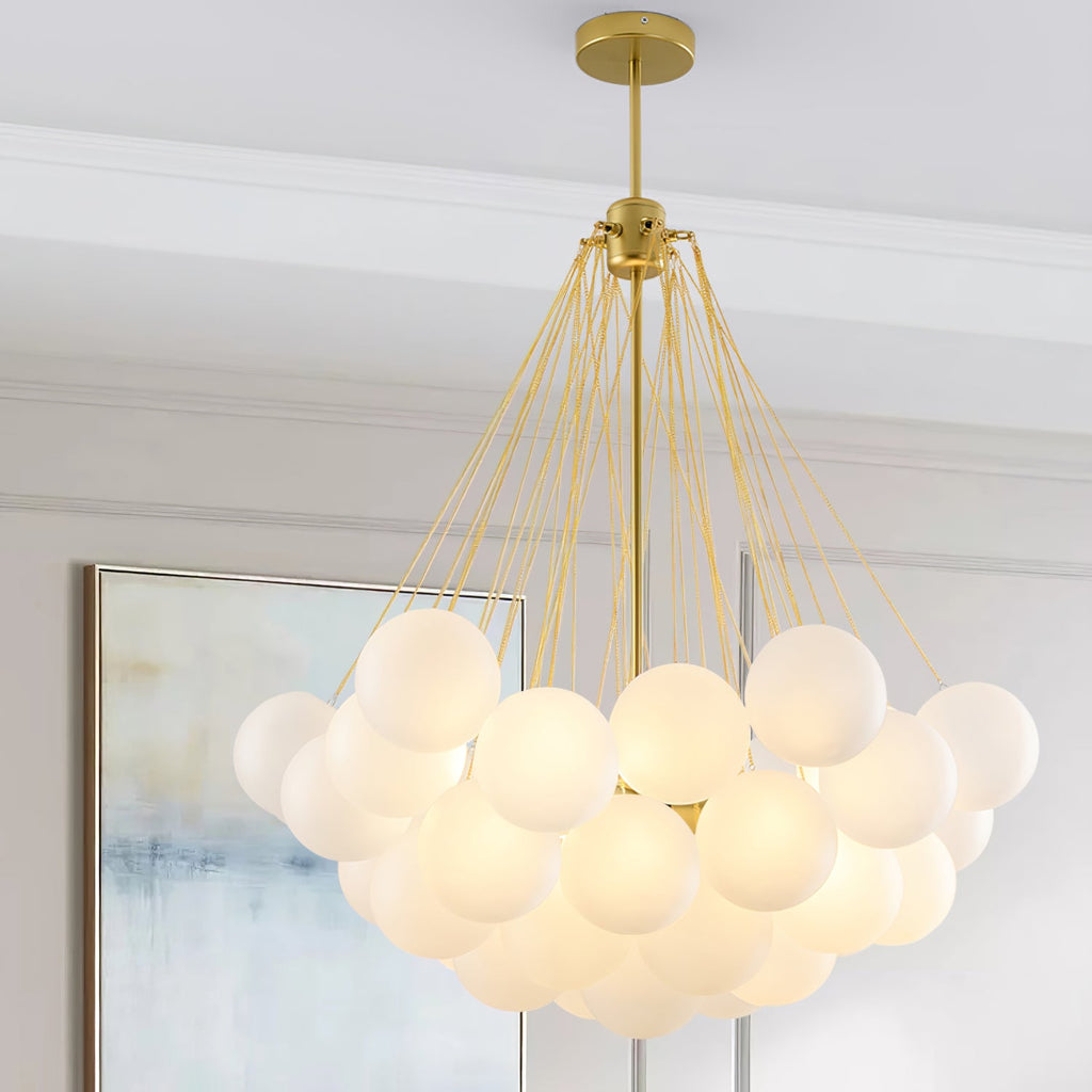 Bubble Chandelier with Frosted Glass Orbs – Elegant Indoor Lighting Fixture 3
