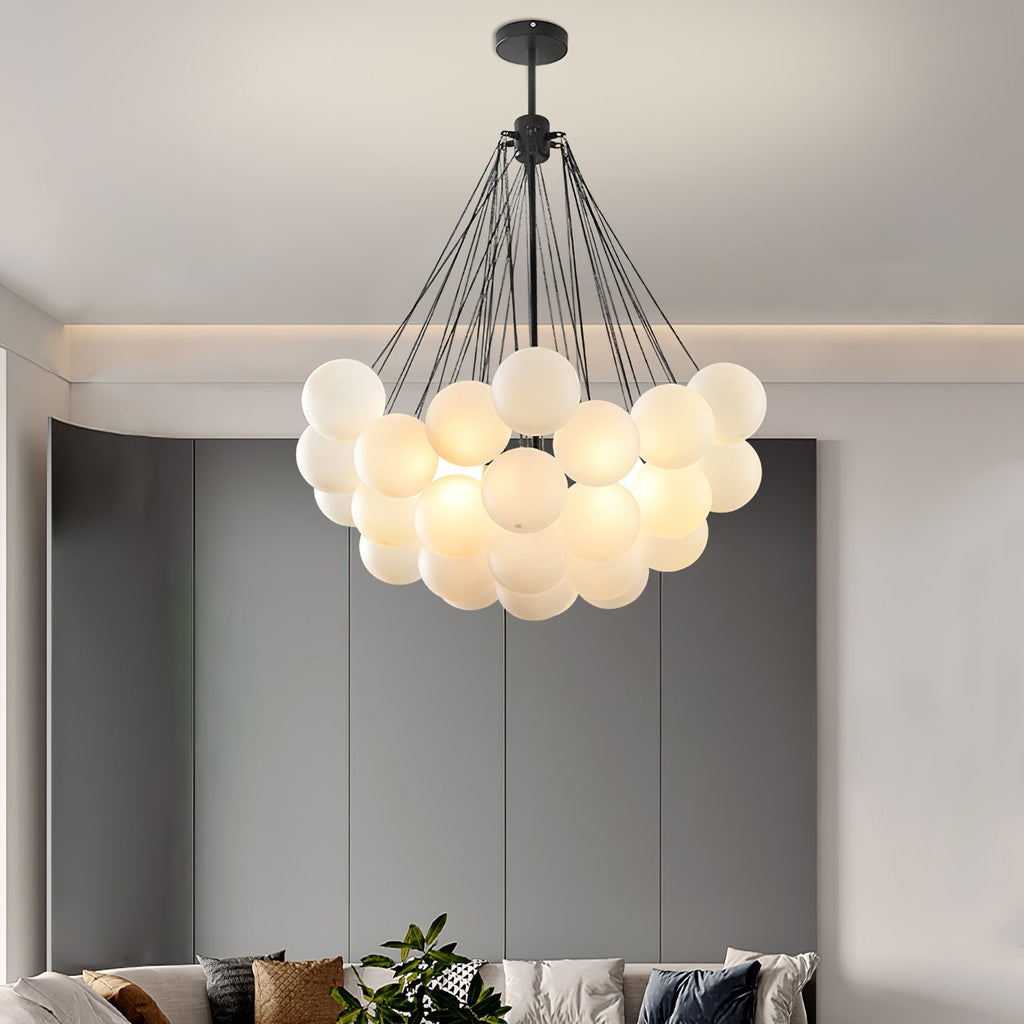 Bubble Chandelier with Frosted Glass Orbs – Elegant Indoor Lighting Fixture 6