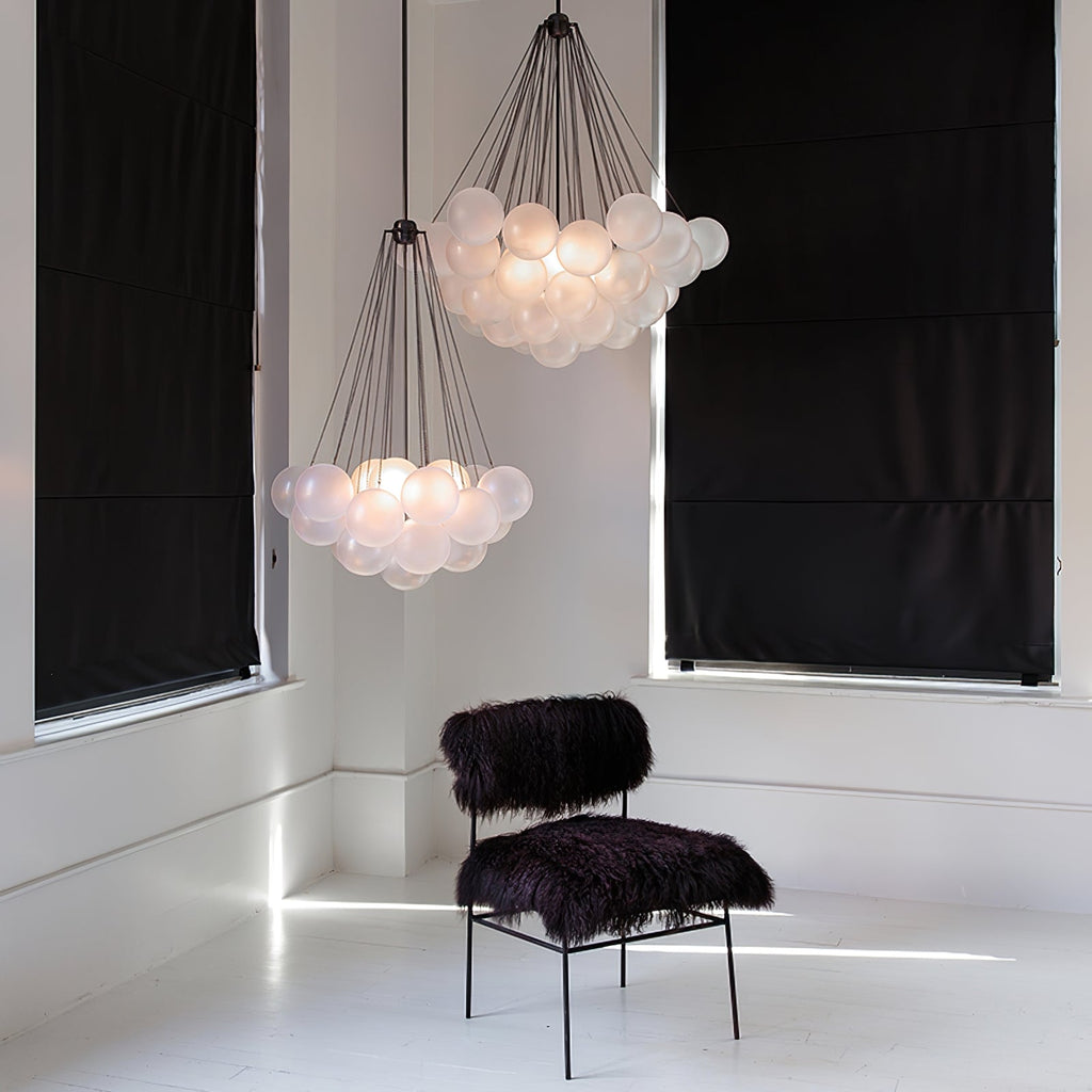 Bubble Chandelier with Frosted Glass Orbs – Elegant Indoor Lighting Fixture 8