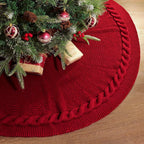 Cable Knit Christmas Tree Skirt - Round Holiday Decoration for Stylish Displays - 24 or 36 0