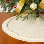 Cable Knit Christmas Tree Skirt - Round Holiday Decoration for Stylish Displays - 24 or 36 5