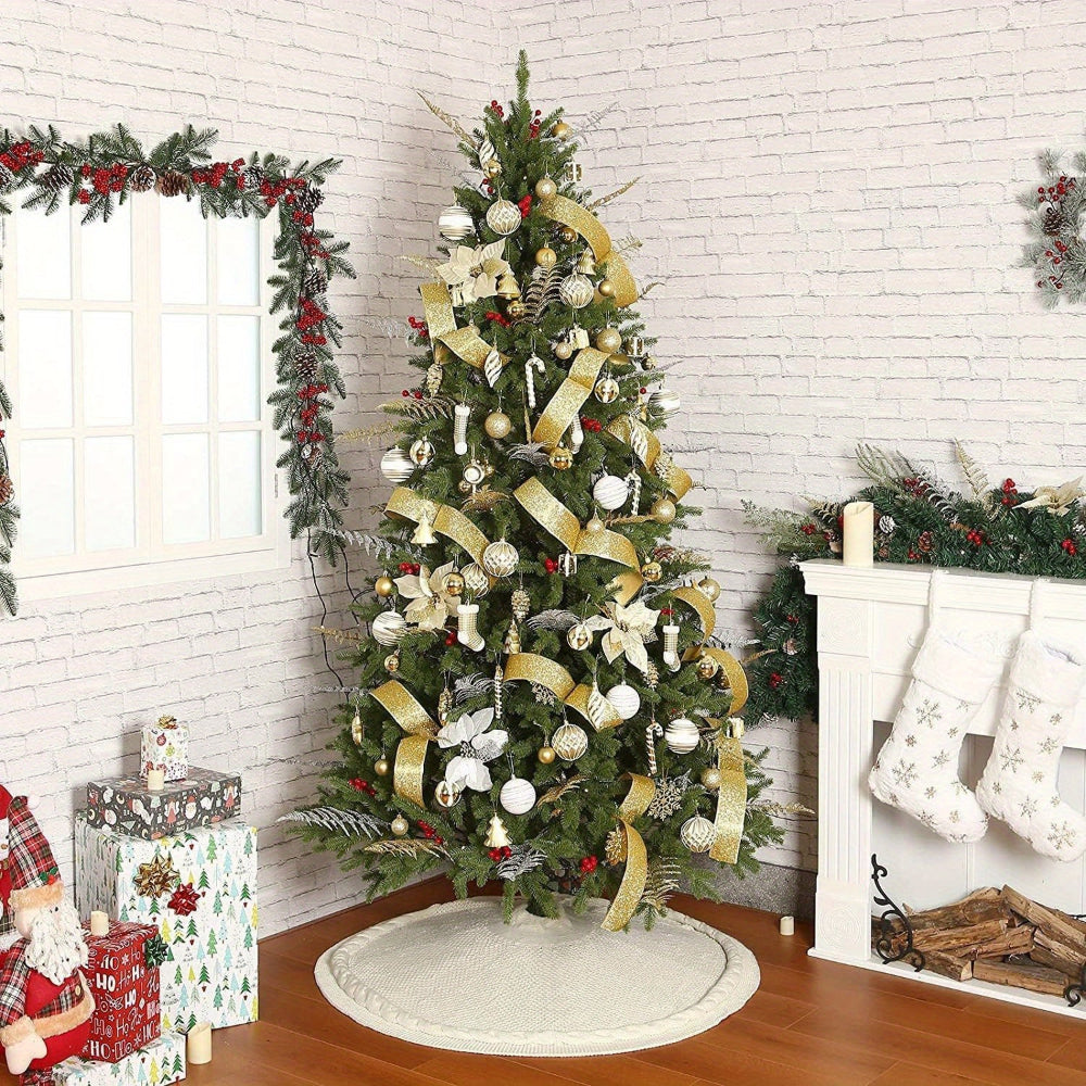 Cable Knit Christmas Tree Skirt - Round Holiday Decoration for Stylish Displays - 24 or 36 6