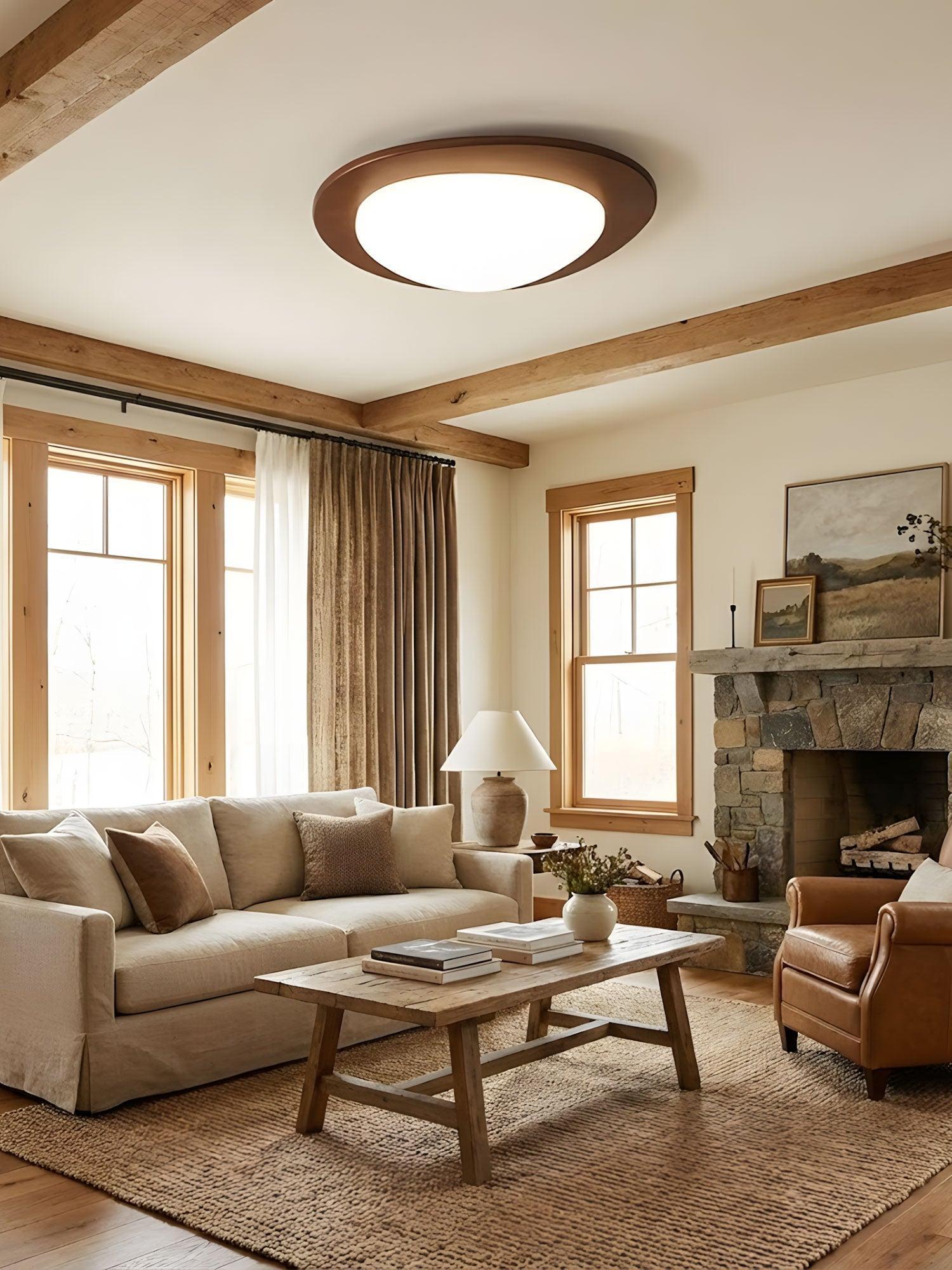 Ceiling Light Walnut Wood LED Dimmable Flush Mount — Warm White Dia 38cm - Home Decor - Stack & Clear 5